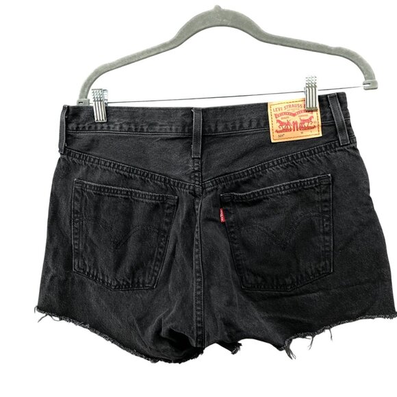 Levi's 501 High Rise Cutoff Denim Shorts Womens 30 Black Button Fly Frayed - Picture 2 of 7